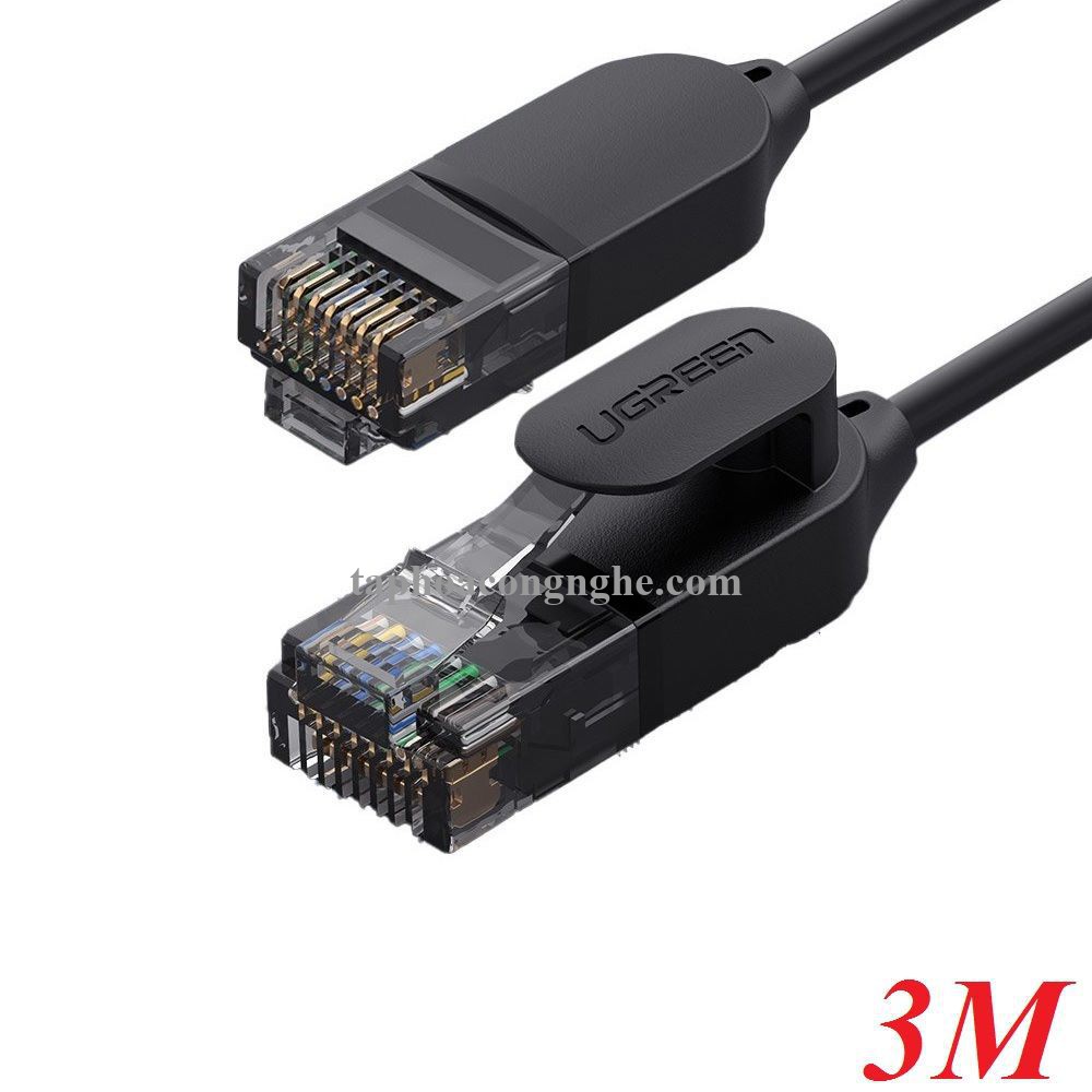 Ugreen 70653 3M 10Gbps 500MHz cat6a màu đen siêu mỏng OD2.8mm cáp mạng Utp LAN Ethernet toàn đồng NW122 30070653